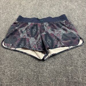 PATAGONIA Womens Nine Trails Running Shorts Navy Blue Geometric Pattern - Medium
